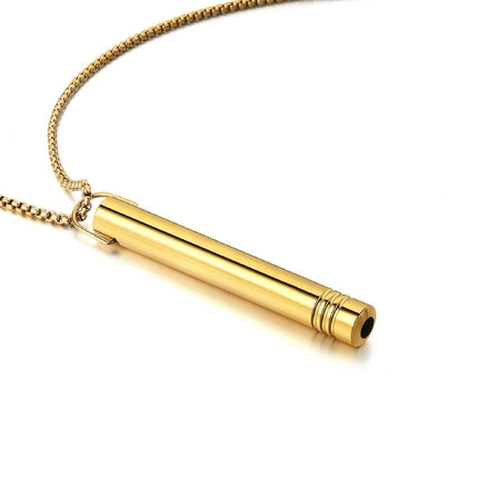 Titanium Steel Amazon Best-Selling Whistle Meditation Mindfulness Breathing Decompression Anxiety Yoga Stainless Steel Pendant Necklace in Stock