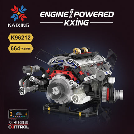 Cross-Border Electroplating Artificial Bmw F1 Engine Mechanical V8 Engine App Programming Lighting Building Small Particle Building Blocks