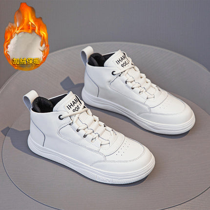 Genuine Leather White Sneakers for Women 2025 Spring and Autumn New Style Versatile Casual Shoes High-Top Soft Sole Comfortable Sneakers