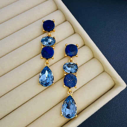 Oscar European and American Medieval Cross-Border Live Broadcast Long Natural Stone Crystal Earrings Elegant Accessible Luxury High-End Earrings