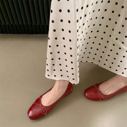 Gentle Evening Breeze Bowknot Soft-Soled Flats for Women 2025 New Style Shallow Mouth Fairy Ballet Shoes Egg Roll Maternity Shoes