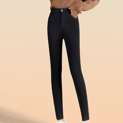 Faux Denim Leggings for Women, Spring and Autumn, Fleece-Lined, Versatile, Commuter Magic Pencil Pants, Slimming, High-Waisted, Stretchy Skinny Pants
