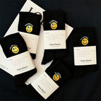 [5 pairs] black smiley face / One size fits all 39-44
