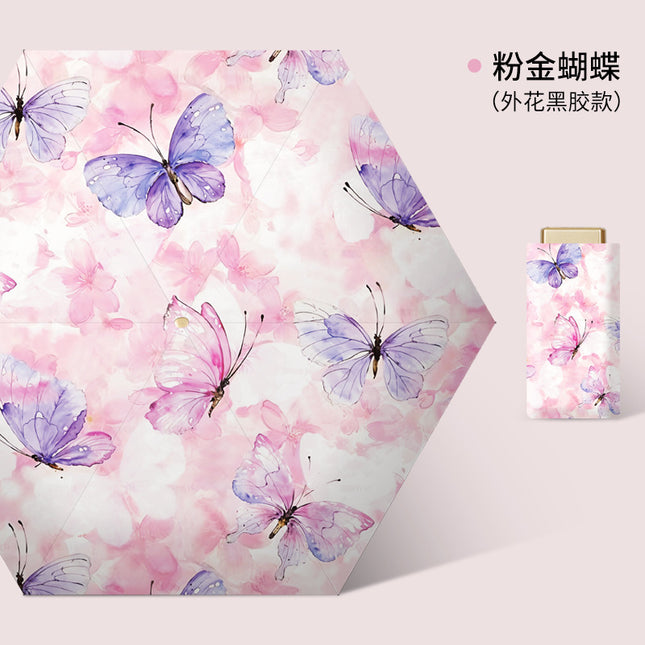 Sunny Umbrella Folding Ultra Light Small Flat Six-fold Umbrella Sun Protection Sunshade Sun Umbrella UV Protection Mini Pocket Umbrella