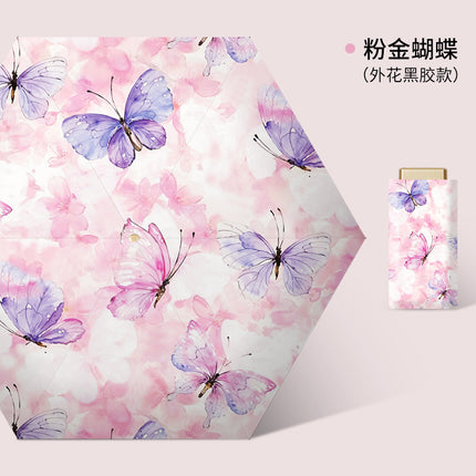 Sunny Umbrella Folding Ultra Light Small Flat Six-fold Umbrella Sun Protection Sunshade Sun Umbrella UV Protection Mini Pocket Umbrella