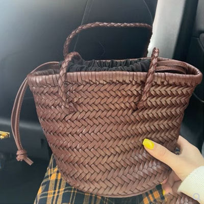 PU Woven Bucket Bag Women / Sac Seau Tressé PU Femme