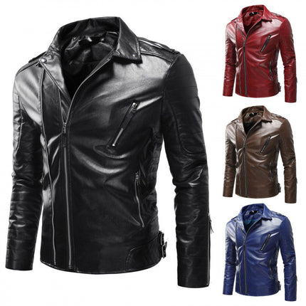 2023 Cross-Border New Spot European and American Men's Fashion Pressed Cotton Windproof Motorcycle Leather Jacket Wholesale