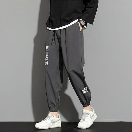 【Fast Shipping】Summer Casual Youth Ice Silk Pants Men's Long Pants Sports Pants Thin Large Size Loose Air Conditioning Pants