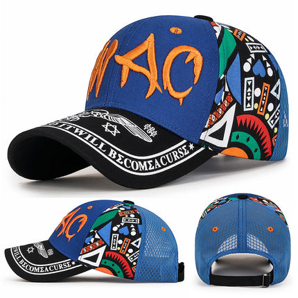 Men's Korean-Style Graffiti Print Baseball Cap with 3D Embroidery, Duckbill Cap for Autumn Outdoor Sun Protection and Shading, Also Suitable for Women