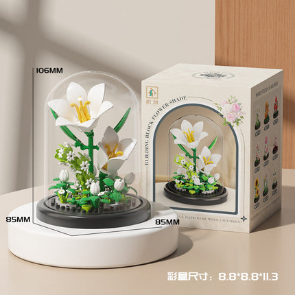 Compatible with Lego Forever Flower Sunflower Rose Fleshy Potted Plants Assembled Building Blocks Toy Valentine's Day Gift for Girls