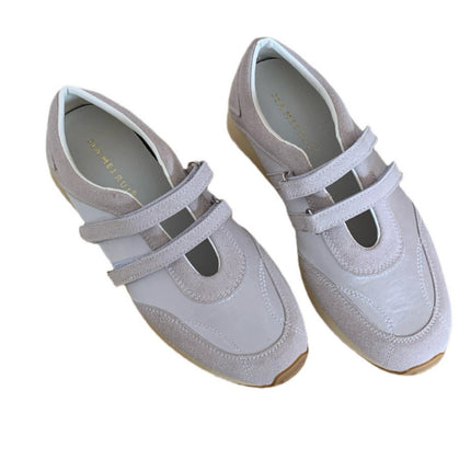 Wholesale New Platform Thick-Soled Velcro Training Shoes for Women 2025 Genuine Leather Breathable Versatile Ready-Made Casual Shoes for Women