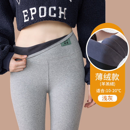 Cotton Lambswool Leggings for Women 2025 Winter New High-Waisted Warm Fleece-Lined Thickeneded Outer and Inner Wear Large Size Autumn Pants