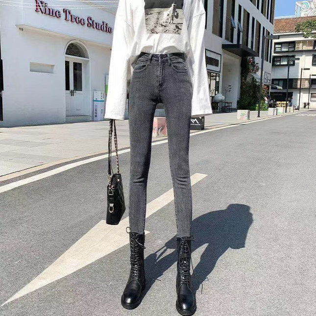 High-Waisted Women's Jeans Spring and Autumn 2025 New Slim Fit Pencil Versatile Stretchy Fashion Skinny Pencil Pants Trendy