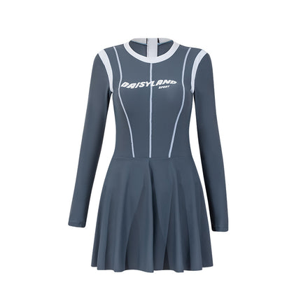 Swimsuit for Women, Adult One-Piece Long-Sleeved Sun Protection, Conservative Slimming Look Belly-Covering Women's Swimsuit Training Sports Hot Spring Swimsuit