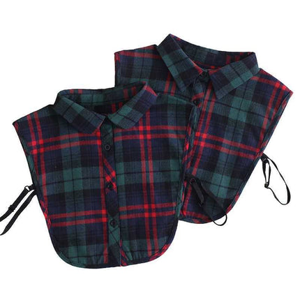 Autumn and Winter All-match Sanding Plaid Shirt Fake Collar Decorative Collar Lining Collar Thickened Women's College-style Multifunctional Collar