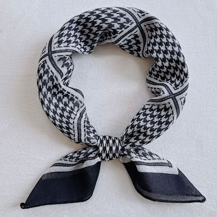 Hanging Card Gift Small Square Scarf for Women, Cotton Blend New Printed Sweet Fashionable Neck Scarf, Soft