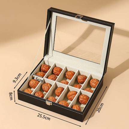 Dustproof High-end Walnut Storage Box Vintage Leather Storage Box Lion Head Handstring Box Beads Display Box