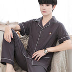 Double Bag 100% cotton short-sleeved trousers dark gray stamp / L size is recommended to wear 50.00 kg-65.00 kg