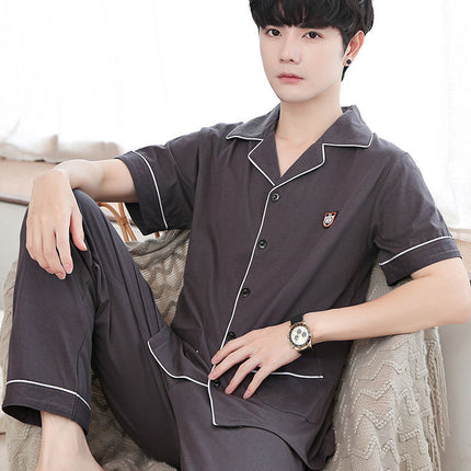 New autumn and winter pajamas cotton men's long-sleeved trousers green middle-aged popular pattern spring and autumn cardigan suit