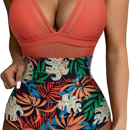 European and American Cross-border Explosions Women's Sexy Hollow Mesh Deep V Gather Perspective Bikini Bikini