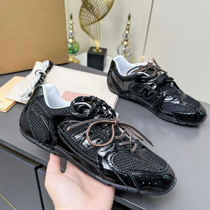 2025 New Leather Mesh Breathable Lace-up Flat Forrest Gump Shoes Casual Sports Casual Shoes German Training Shoes New