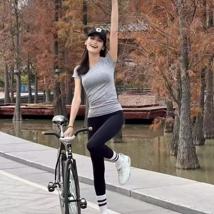 Luludarling Seamless Yoga Short-Sleeved Swiftly Slimming Look All-In-One Breathable Sports Fitness Base Layer