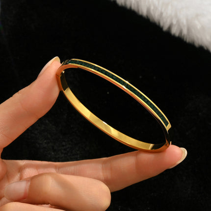 Titanium Steel Bracelet Does Not Fade, Diamond-Encrusted Real Gold Electroplated 18K Gold Stainless Steel Bracelet Douyin Cross-Border Same Style