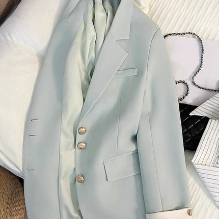 Trendy Cream White Blazer for Women Spring/Autumn 2024 New Korean Style Petite Versatile Suit Jacket