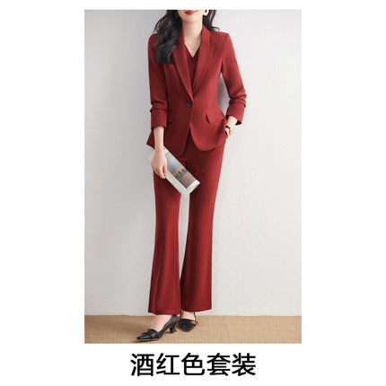 Blue suit suit female 2024 spring and autumn long sleeve professional self-cultivation temperament goddess fan manager white collar tooling suit