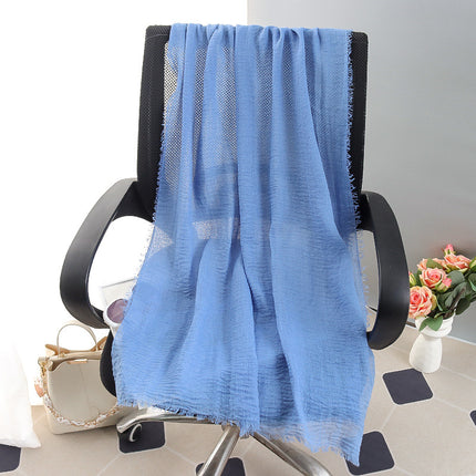 New Spring and Summer Fashion Cotton and Linen Solid Color Headscarf Beach Towel Sun Protection Large Size Silk Scarf Shawl for Women