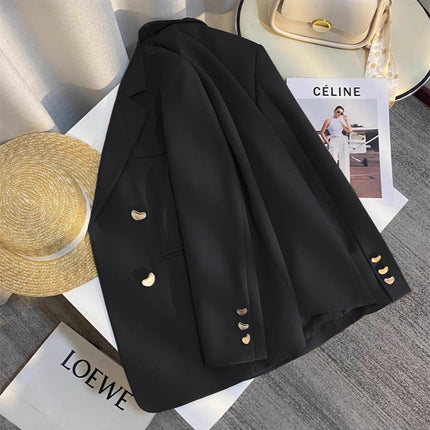 2025 Autumn New Fashionable Moon Button Blazer for Women, Loose and High-End Feel, Cross-Border