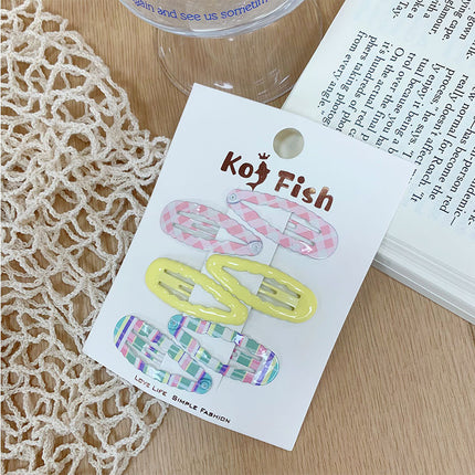 Korean Cute Wavy Water Drop Hairpin New Plaid Sweet Floral Bb Clip Girl Bangs Clip Side Clip Hair Accessories