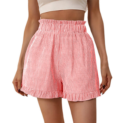Nunbai Hot Girl Striped High-Waisted Casual Shorts for Women, Summer Hot Pants, Versatile Wide-Leg Pants, Slimming and Sexy