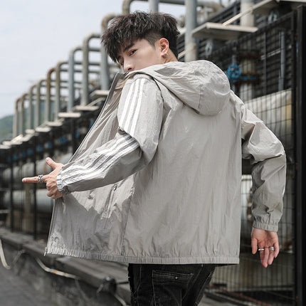 Thin Ice Silk Summer Men's Sunscreen Clothing Quick-drying Sunscreen Clothing Men's and Women's Riding Fishing Jacket Skin Windbreaker for Hair