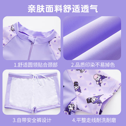 New Cartoon Printed Girls' Swimwear Body Skirt Split Pants for Big Kids and Baby Swimwear Kulomi Swimsuit