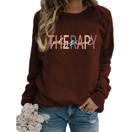 Foreign trade supply therapy printed round neck jacket sweater European size women's coat long sleeve cross-border autumn and winter