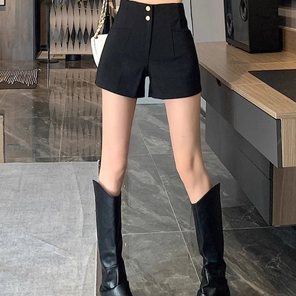 High-Waisted Shorts Women's Spring 2025 New Style Petite Fashion Slim Black A-Line Pants Hot Girl Sexy Hot Pants