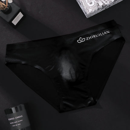 Foreign trade explosions men's briefs breathable comfortable letter sports sexy transparent egg ice silk low waist underwear head