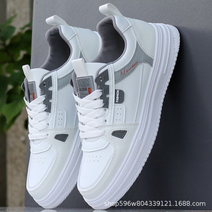 2024 Spring Trendy Brand Men's White Sneakers, Light Luxury Niche Thick-Soled Sports Casual Shoes, Men's Casual Versatile Breathable Sneakers