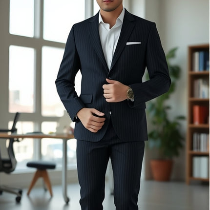 2026 Korean-Style Slim-Fit Striped Three-Piece Suit for Men, One-Piece Jacket, Wholesale Slim-Fit Style