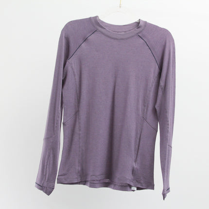 Merino Wool Long-Sleeved T-Shirt for Women, Antibacterial, Deodorant, Contrasting Shoulder Line, Waist Slimming Look, Outdoor Sports, Hiking and Fitness