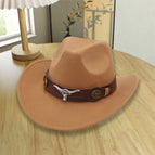 [warped western cowboy big and small bull heads] camel color / Adjustable