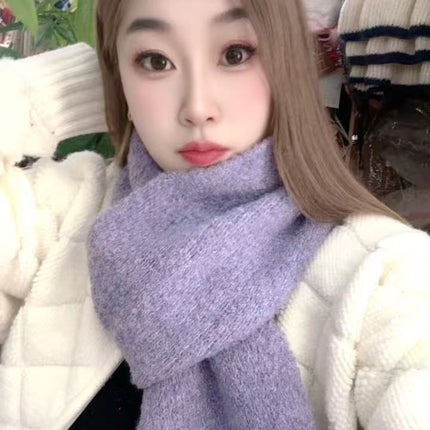 Whitening Wool Knitted Wool Scarf for Girls Winter 2025 New Versatile High-End Warm Scarf Green