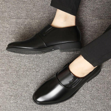 Leather Shoes for Men, Youth Business Casual Formal Slip-On Shoes, Spring New Style, Black Student Korean Style Wedding Leather Shoes