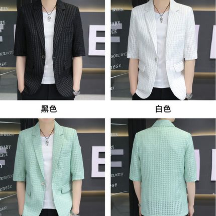 Summer half sleeve thin suit Korean style men's half sleeve fashionable fashionable jacket slim fit trendy summer small suit