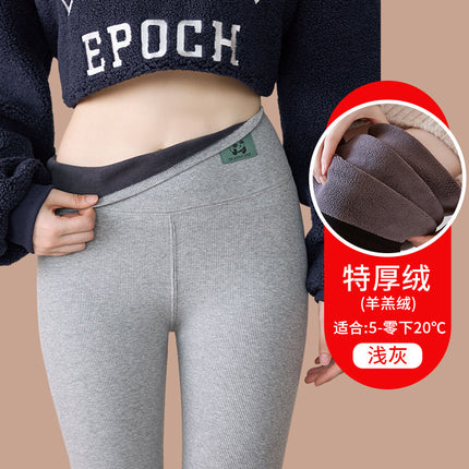 Cotton Lambswool Leggings for Women 2025 Winter New High-Waisted Warm Fleece-Lined Thickeneded Outer and Inner Wear Large Size Autumn Pants