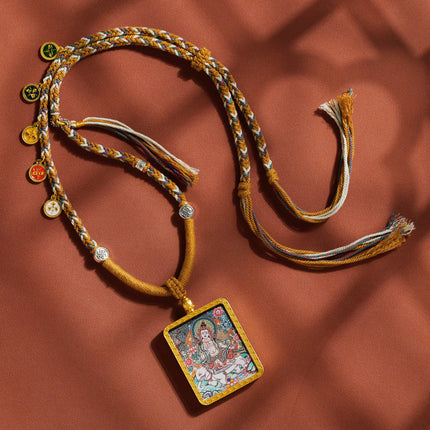 Thangka Xizang Hand Rope Hand-woven Ethnic Style Bracelet Five-way God of Wealth Green Mother Wen Zhu Thangka Bracelet