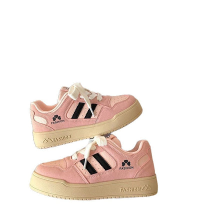 American Retro Pink Thick-Soled Sneakers for Women 2025 Summer New Ins Trendy Versatile Casual Sports Shoes German Training Shoes