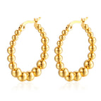 Gold round welded bead earrings ms-358