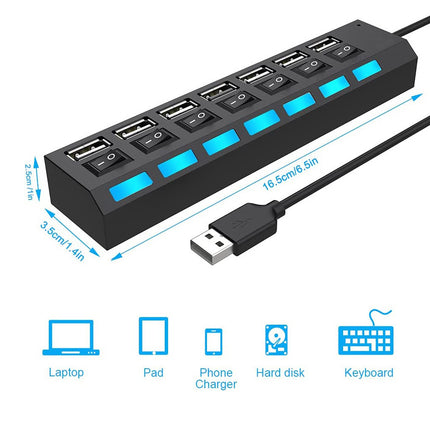 Source manufacturer splitter USB HUB extender one pull seven independent 7 switch HUB USB 2.0